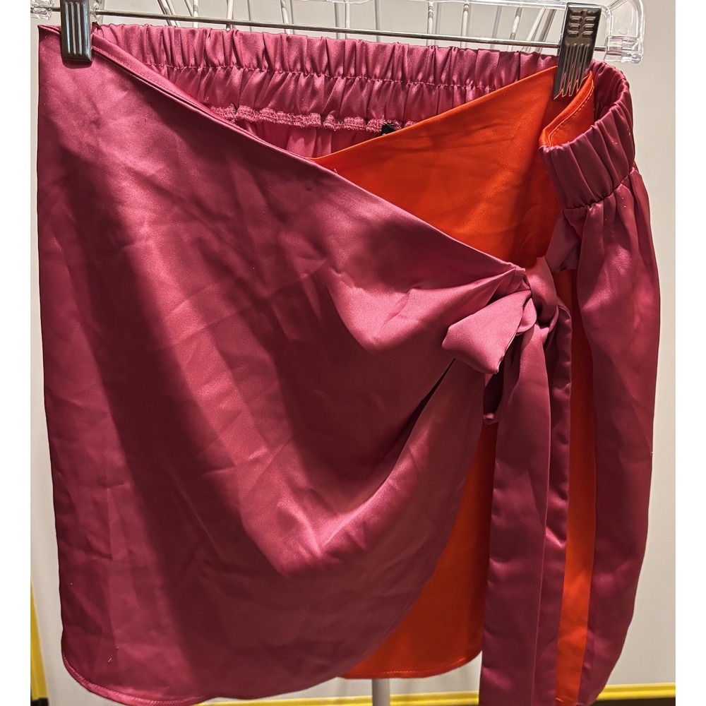 Sincerely Jules Skirt Women's Size Large Pink And Orange Satin Look 30" X 16"